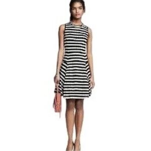 Striped Sleeveless A-Line Dress - Black & White